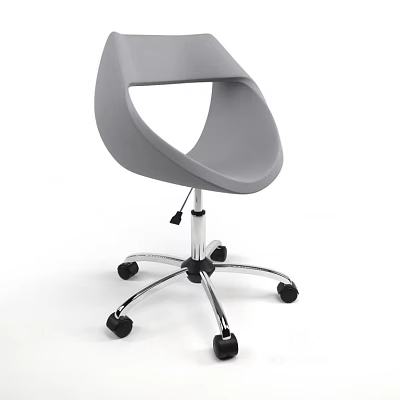 Ergonomic Gray Office Chair With Plastic Back Adjustable Swivel Rolling Casters Metal Base 3d model