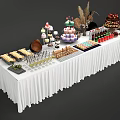 Commercial Dessert Display Equipment with Tiered Stands and White Table Setup