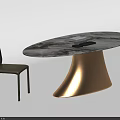 Modern Round Marble Top Table With Golden Base And Light Green Chair With Books Tablet