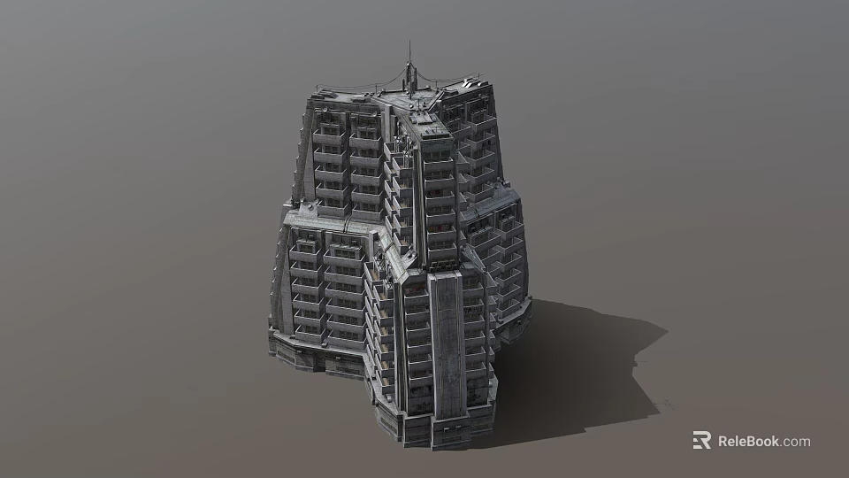 Futuristic Building Model With Complex Structure Multiple Floors And Modern Design 3d model 