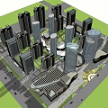 Modern Commercial Complex Featuring High Rise Buildings And Open Atrium Space