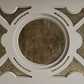Ornate Ceiling Design With Circular Textured Center White Decorative Frames And Geometric Patterns
