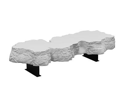 Modern Public Chair Featuring Stone Like Design and Black Metal Base 3d model