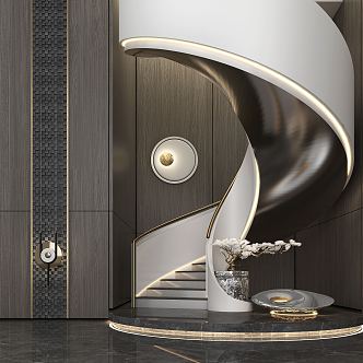 Light Luxury Revolving Staircase 3d model