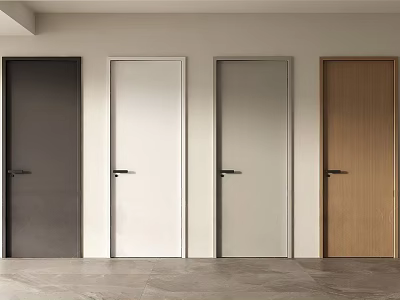 Modern Hinged Doors In Multiple Colors Displayed Side By Side With Sleek Design 3d model