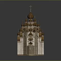 Traditional Wooden Church Architecture With Onion Domes And Spire Design
