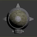 Silver Metallic Bomb Shaped Object Featuring Brown Tip Fins And Textured Surface
