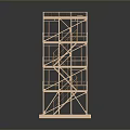 Golden Architectural Scaffolding Model With Multi Level Stairs And Platforms 3d model