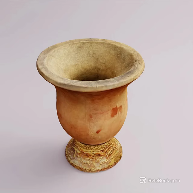 Earth Toned Terracotta Bonsai Pot With Intricate Carved Base For Indoor Outdoor Potted Plant 3d model 