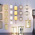 New Chinese-style lantern bamboo lantern 3d model