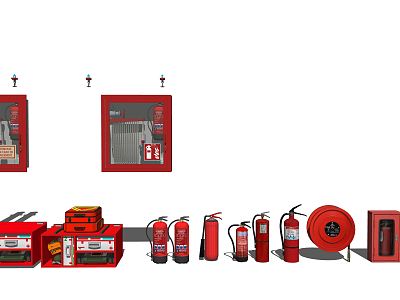 Modern fire fighting equipment fire equipment fire hydrant fire box fire extinguisher fire fighting worker model