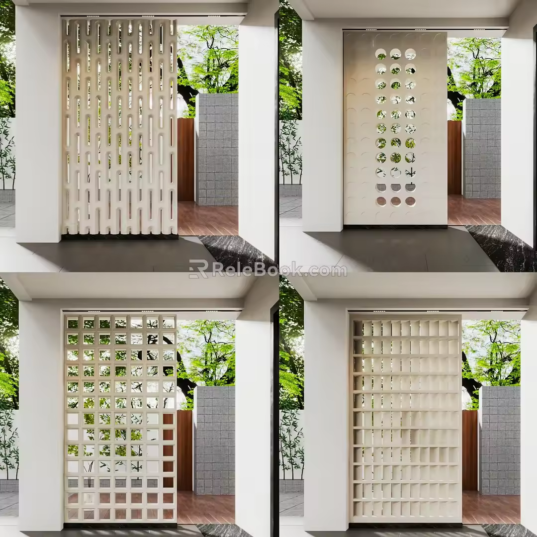 Modern partition net red partition wall 3d model