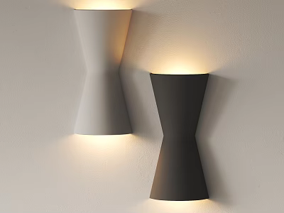Twisted White and Black Wall Lamps Mounted on Wall Illuminating Surface 3d model