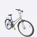 Light Yellow And Blue Bicycle With Black Handlebars Rear Rack And Tires