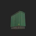 Green Metal Electrical Enclosure With Rustic Surface And Bottom Ports For Outdoor Power Distribution