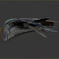 Futuristic Cosmic Spaceship With Sleek Blue And Orange Streamlined Aerospace Design
