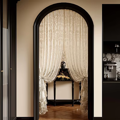 09 French Curtain Wardrobe Sideboard Entrance Cabinet End View Desk 3d model