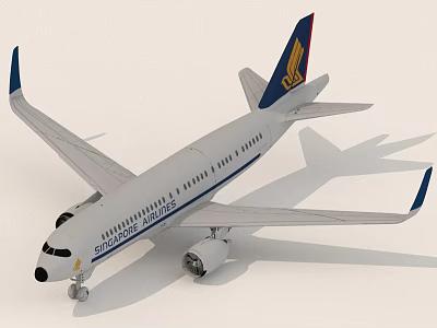 Detailed Singapore Airlines Airplane Model With Blue And Gold Tail Design 3d model