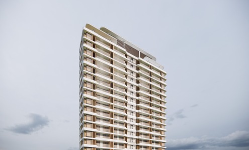 modern residential building high-rise 3d model