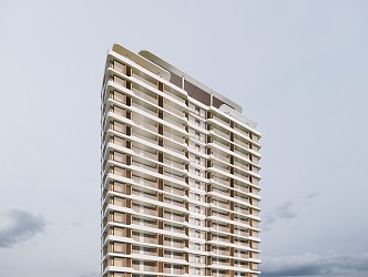 modern residential building high-rise 3d model