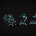 Decorative Garden Ornaments With Water Splash Effects And Artistic Design Elements