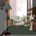 Elegant Live Stream Room With Rose Patterned Relief Wall Floor Lamp And Green Plants