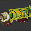 Yellow and White Heavy Duty Utility Vehicle With Large Mechanical Drilling Structure For Construction