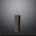 Pink Canvas Hanging Punching Bag With Chain On Gray Background