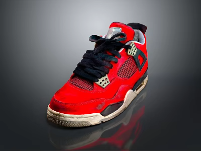 Stylish Red Sports Sneakers With Mesh Upper Black Laces And White Sole 3d model