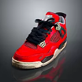 Stylish Red Sports Sneakers With Mesh Upper Black Laces And White Sole