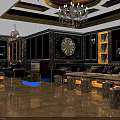 Luxurious KTV Interior Design With Chandelier Sofa Area TV Screens And Decorative Walls