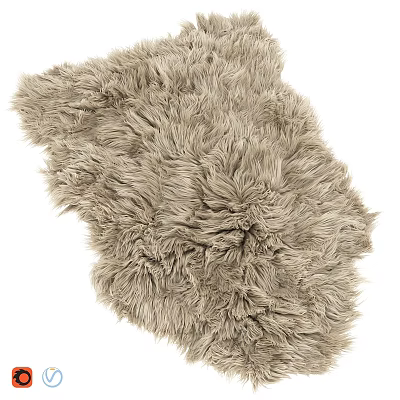 Fluffy Light Gray Square Shaggy Rug Soft Texture for Living Room Decor 3d model