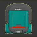 Automatic Lawn Mower With Turquoise And Gray Robotic Design Wheels And Control Panel 3d model