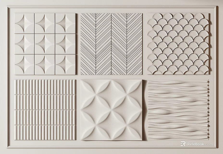 Wall Panels Featuring Diverse Textures And Patterns 3d model