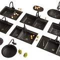 Black Kitchen Sinks With Various Styles Faucet And Drainer For Kitchen Use 3d model