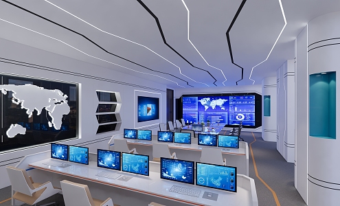 modern command center integrated command center 3d model