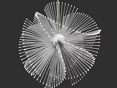 Modern Artistic Chandelier With Radiant Slender White Rods And Central Light Source For Interior Decoration 3d model