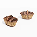 Two Handmade Wicker Storage Baskets With Sturdy Handles For Home Organization