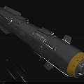 Tactical Military Missile Featuring Silver Cylindrical Body Yellow Warhead And Metallic Fins Design