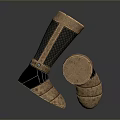 Ancient Weapon Leg Armor With Metallic Mesh And Bronze Design Details