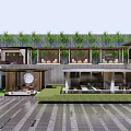Modern Pavilion Community Central Axle Corridor Frame Meeting Room Pavilion Landscape Pavilion Flower Frame Tree Pool Seat Grille 3d model