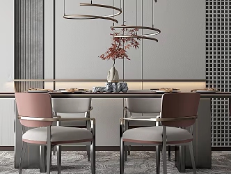 New Chinese Restaurant Dining Table Chair 3d model
