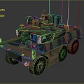 Military Armored Wheeled Tank With Camouflage Paint Turret Weapon And Antennas