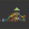 Colorful Outdoor Playground Design With Swings Slide Climbing Frame And Green Roof Structure