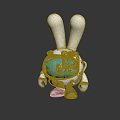 Rabbit Shaped Doll in Astronaut Costume with White Ears Transparent Blue Visor and Silver Details