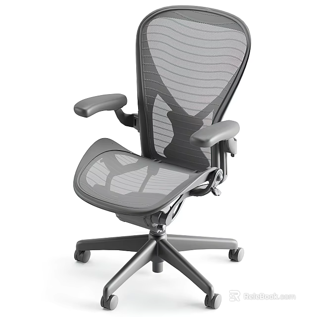 Ergonomic Mesh Office Chair With Adjustable Armrests Swivel Base And Supportive Backrest 3d model 