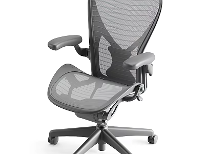 Ergonomic Mesh Office Chair With Adjustable Armrests Swivel Base And Supportive Backrest 3d model