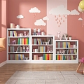 Steel Library Bookshelf Home Floor Storage Rack Children's Bookcase Living Room Picture Book Rack Simple Iron Storage Rack 3d model