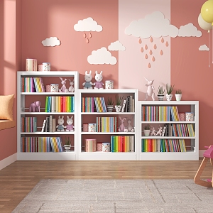 Steel Library Bookshelf Home Floor Storage Rack Children's Bookcase Living Room Picture Book Rack Simple Iron Storage Rack 3d model