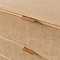 Natural Wooden Chest of Drawers With Woven Texture And Metal Handles